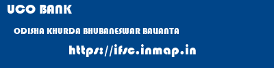 UCO BANK  ODISHA KHURDA BHUBANESWAR BALIANTA  ifsc code